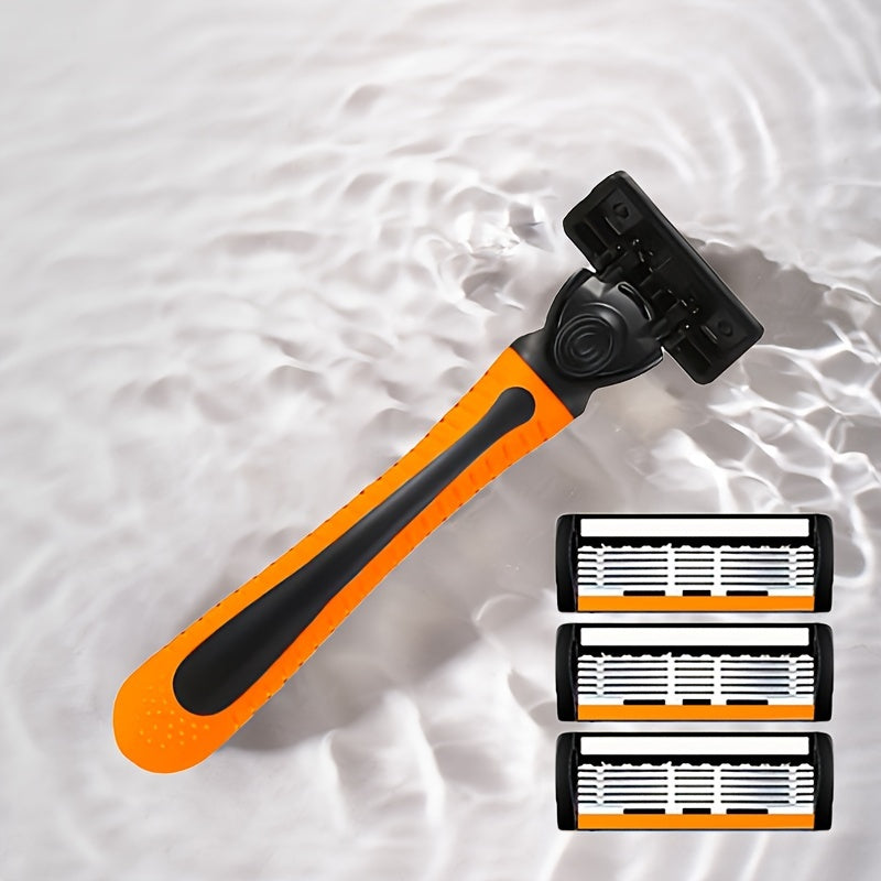 Men's Safety Razor Set with Non-Slip Metal Handle and Sharp Blades for Beard and Mustache Grooming