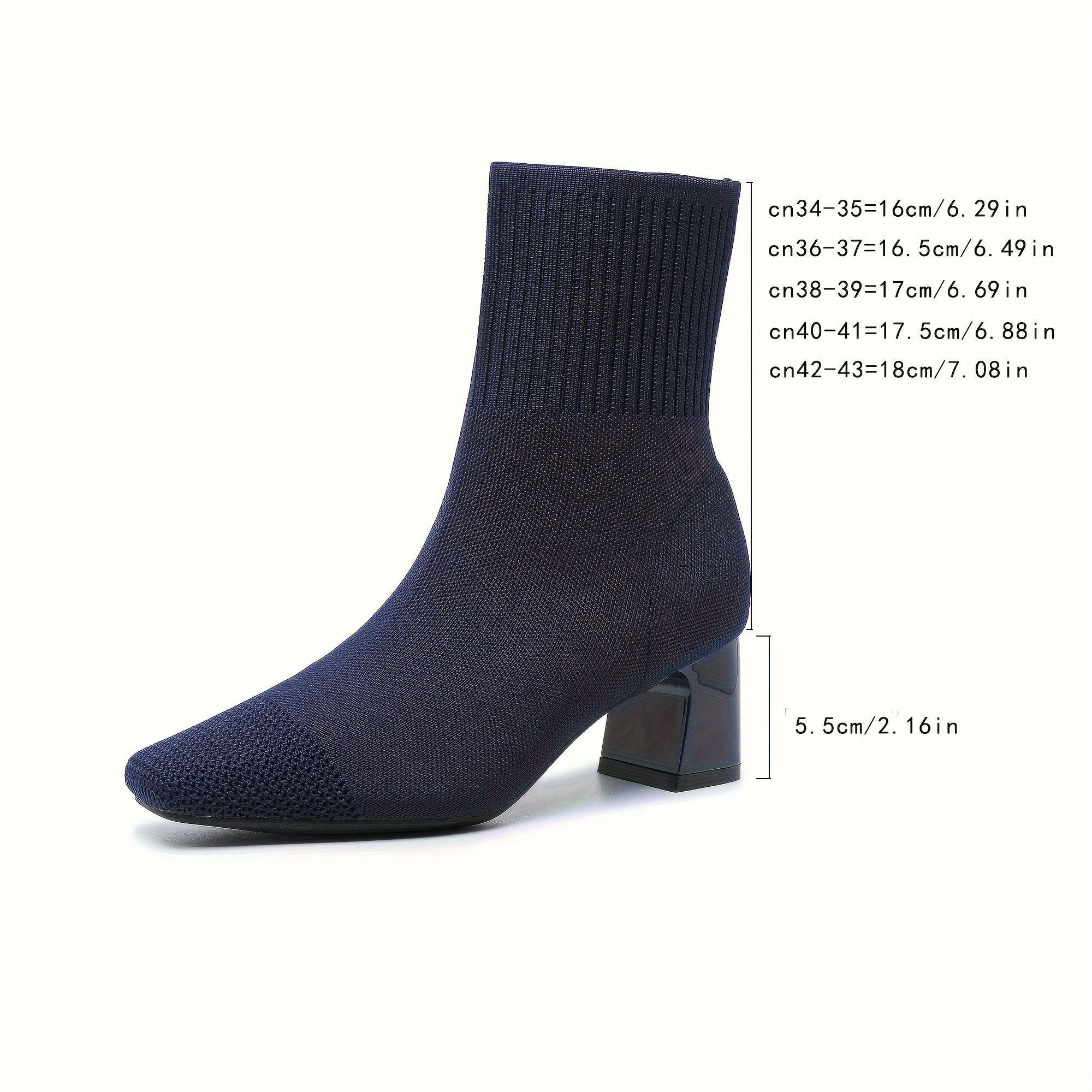 Women's Solid Color Knit Slip-On Ankle Boots with Chunky Heel