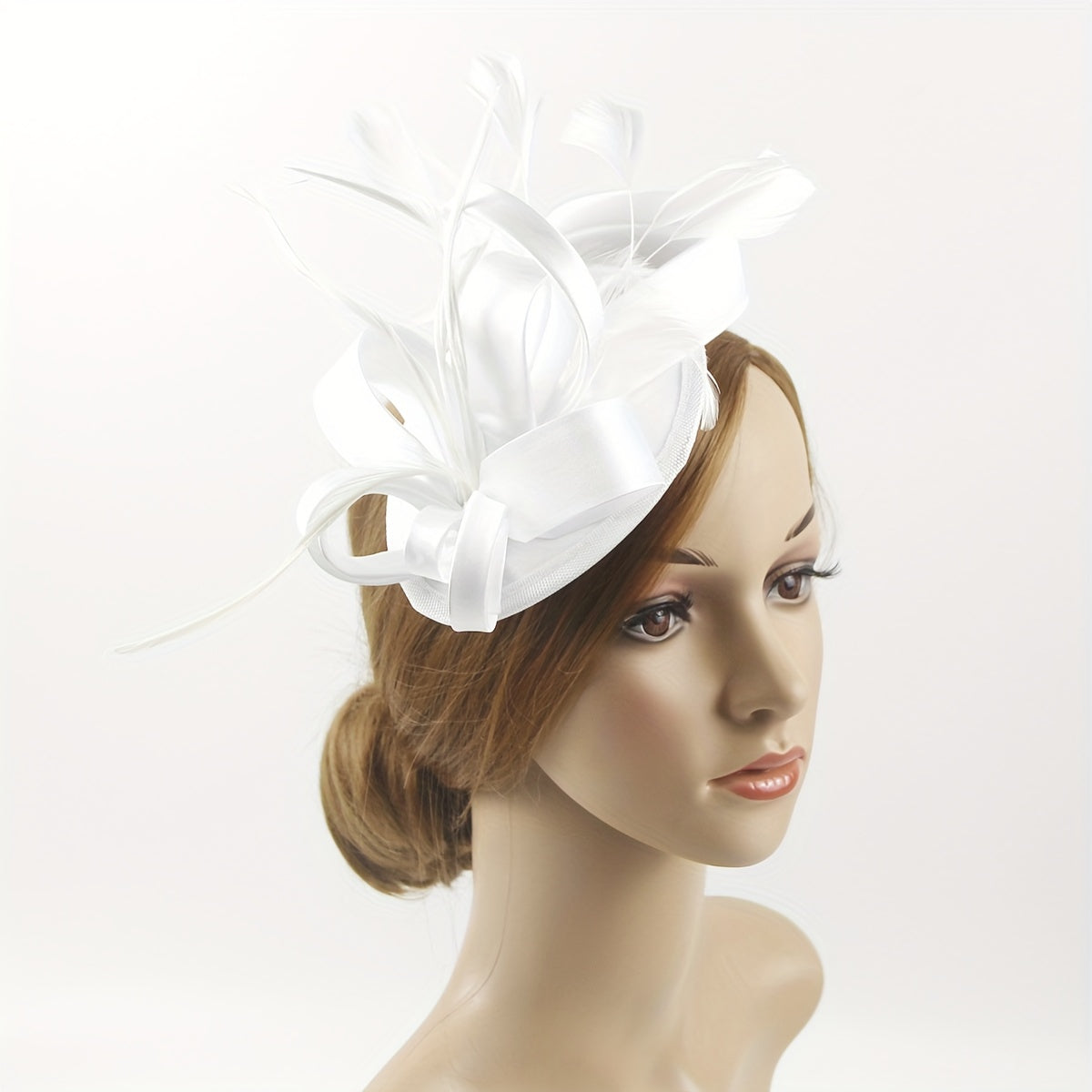 Women's Pillbox Fascinator Hat with Faux Feathers for Halloween and Derby Events