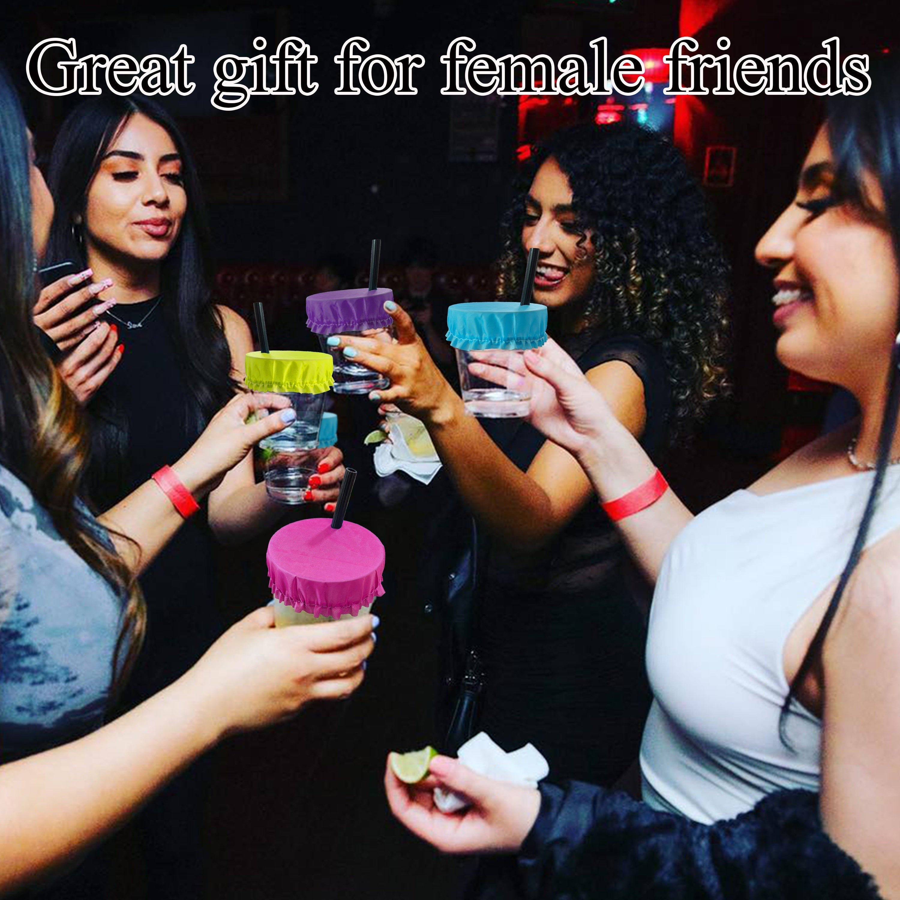 Set of 18 Drink Covers Waterproof Reusable Cup Protectors with Straw Hole