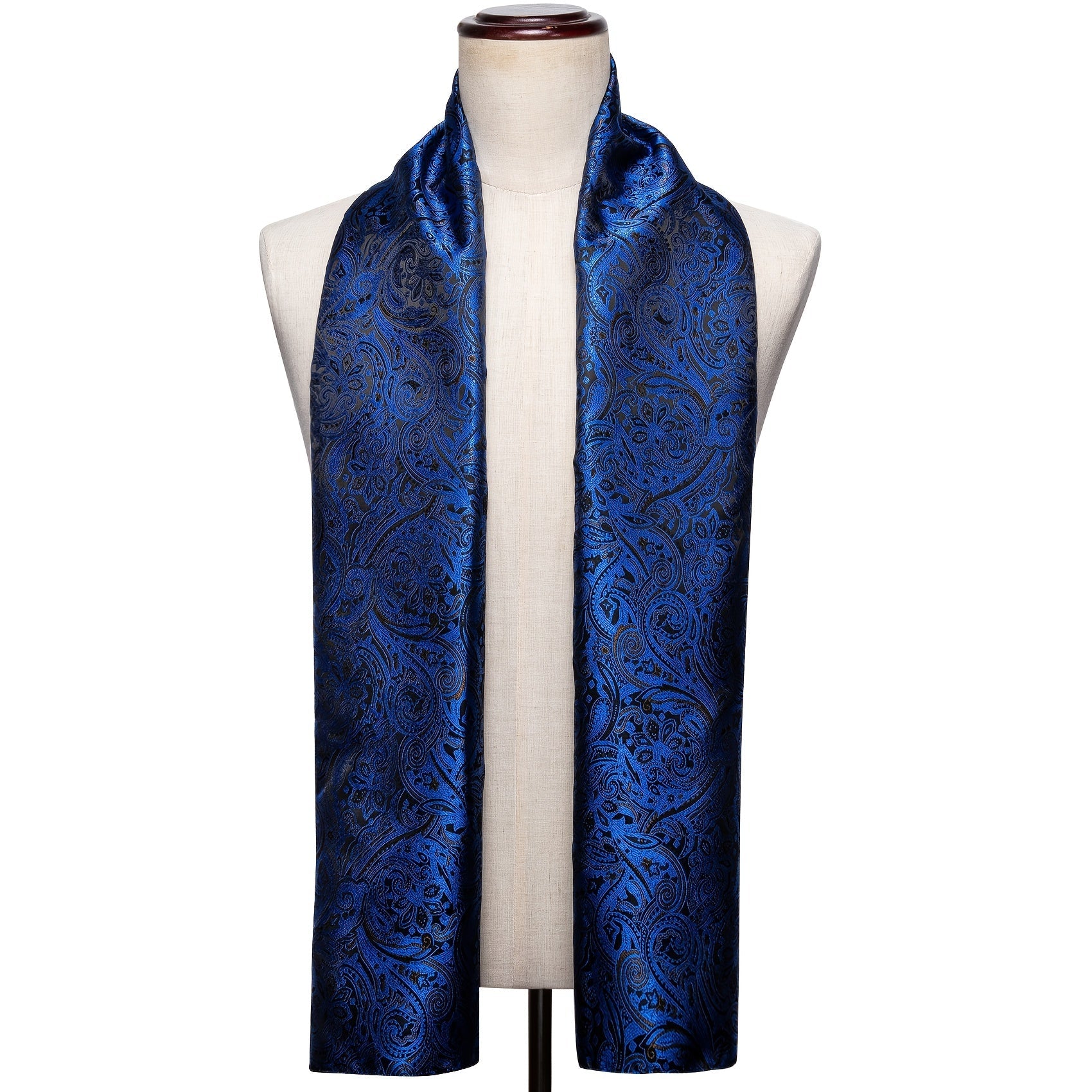 Men's Black Jacquard Paisley Floral Scarf for Autumn Winter