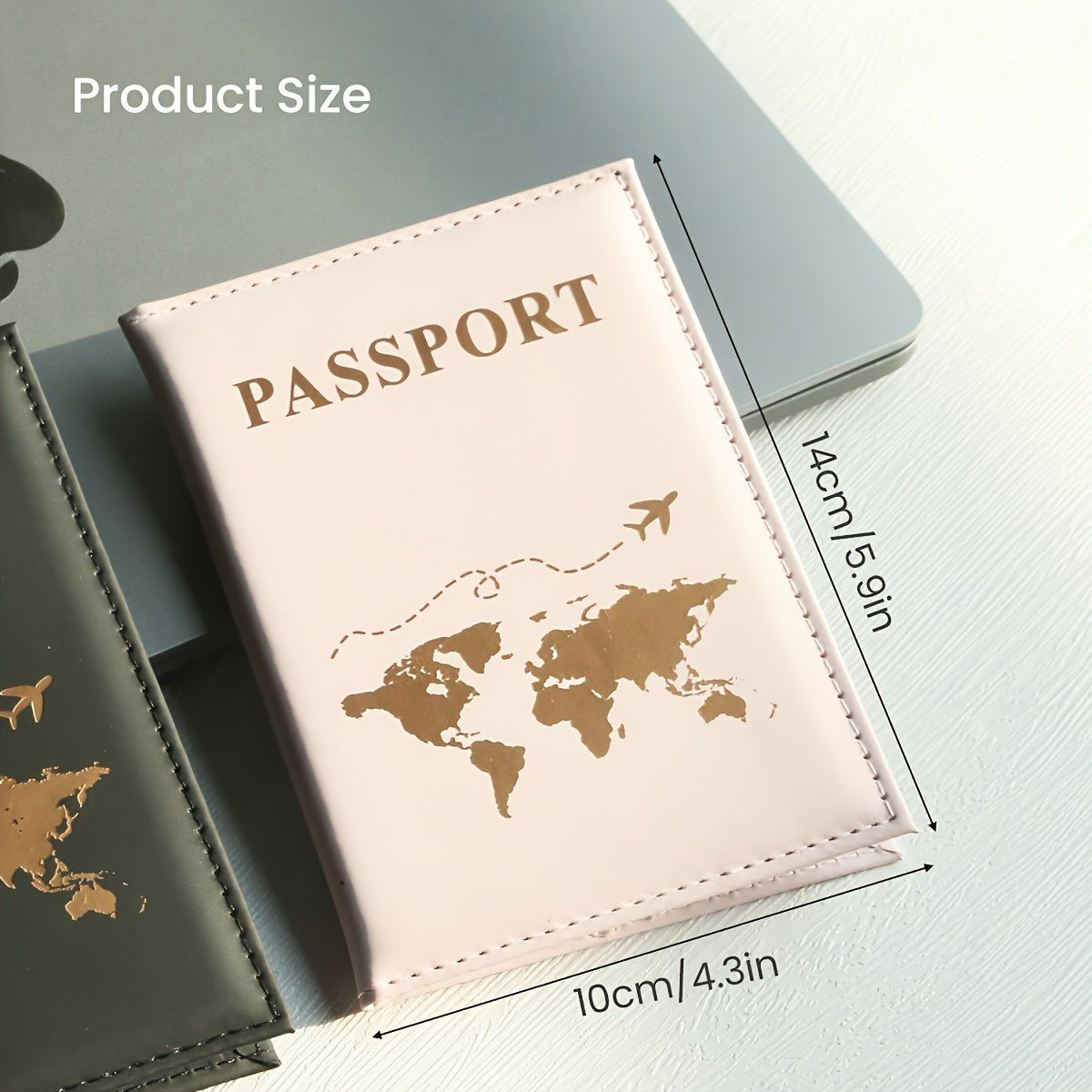 Set of Two Faux Leather Passport Covers for International Travel Lightweight Foldable Unlined