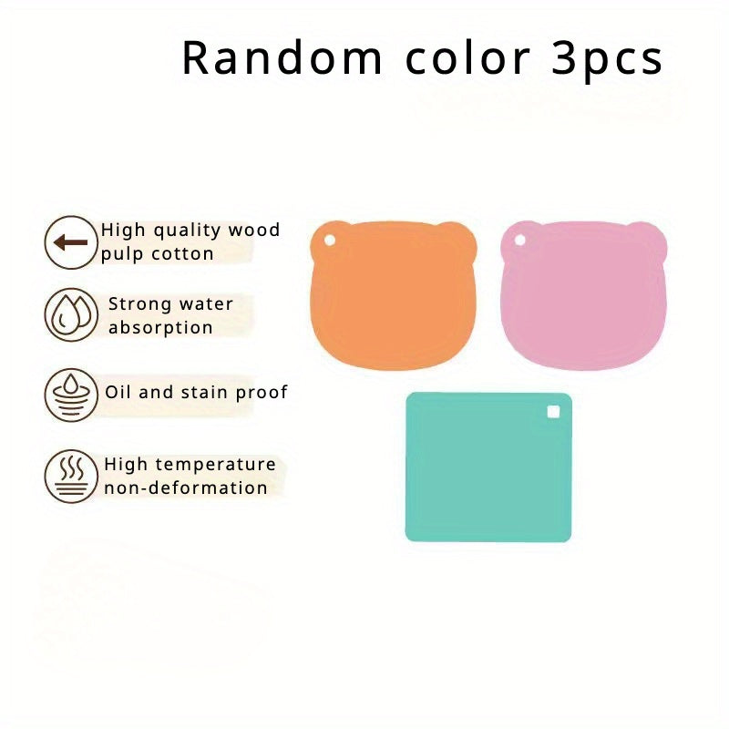 Set of 3 Wood Pulp Fiber Cleaning Sponges for Mirrors Glass and Surfaces