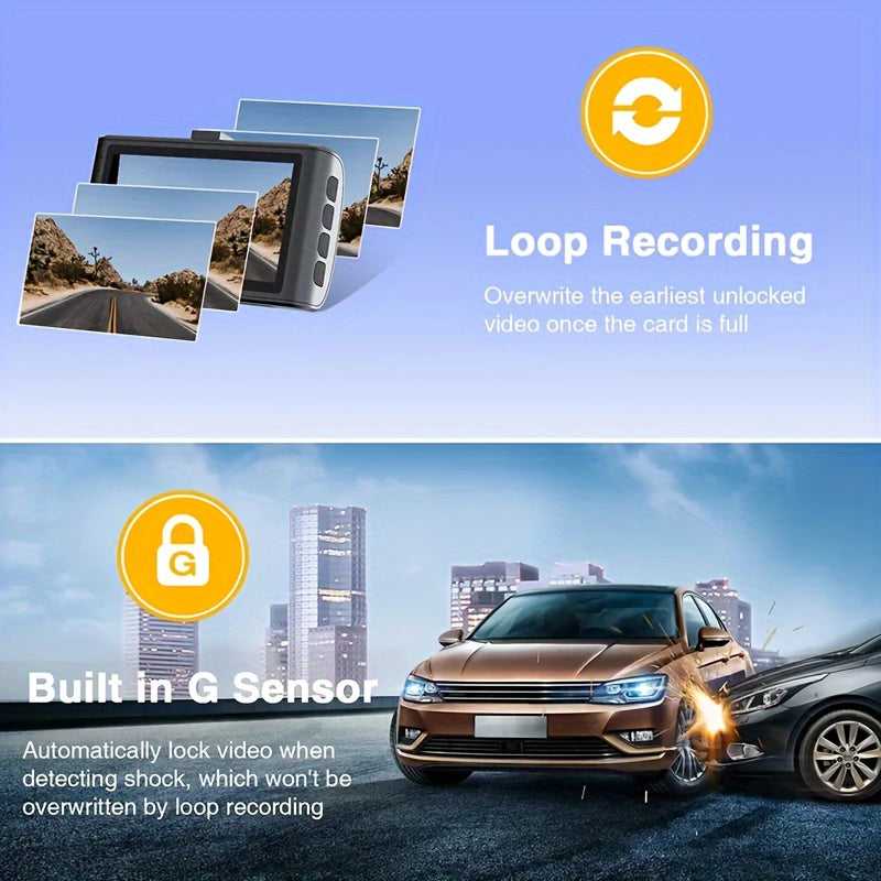 Vehicle Dash Cam 1080P Night Vision 64GB Memory Card Wide-Angle Parking Monitor