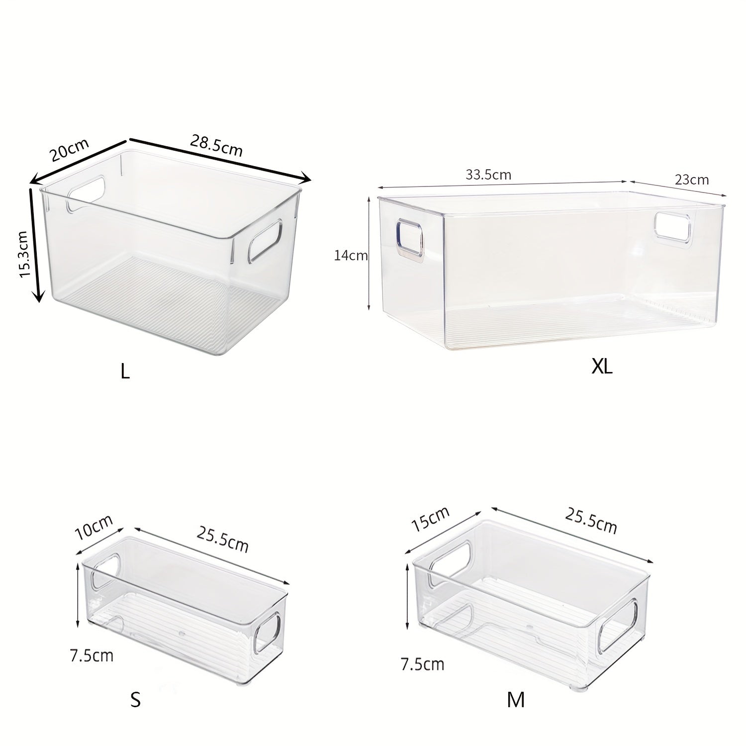 Clear Plastic Food Storage Bins with Handles for Refrigerator Pantry Freezer and Kitchen Organization