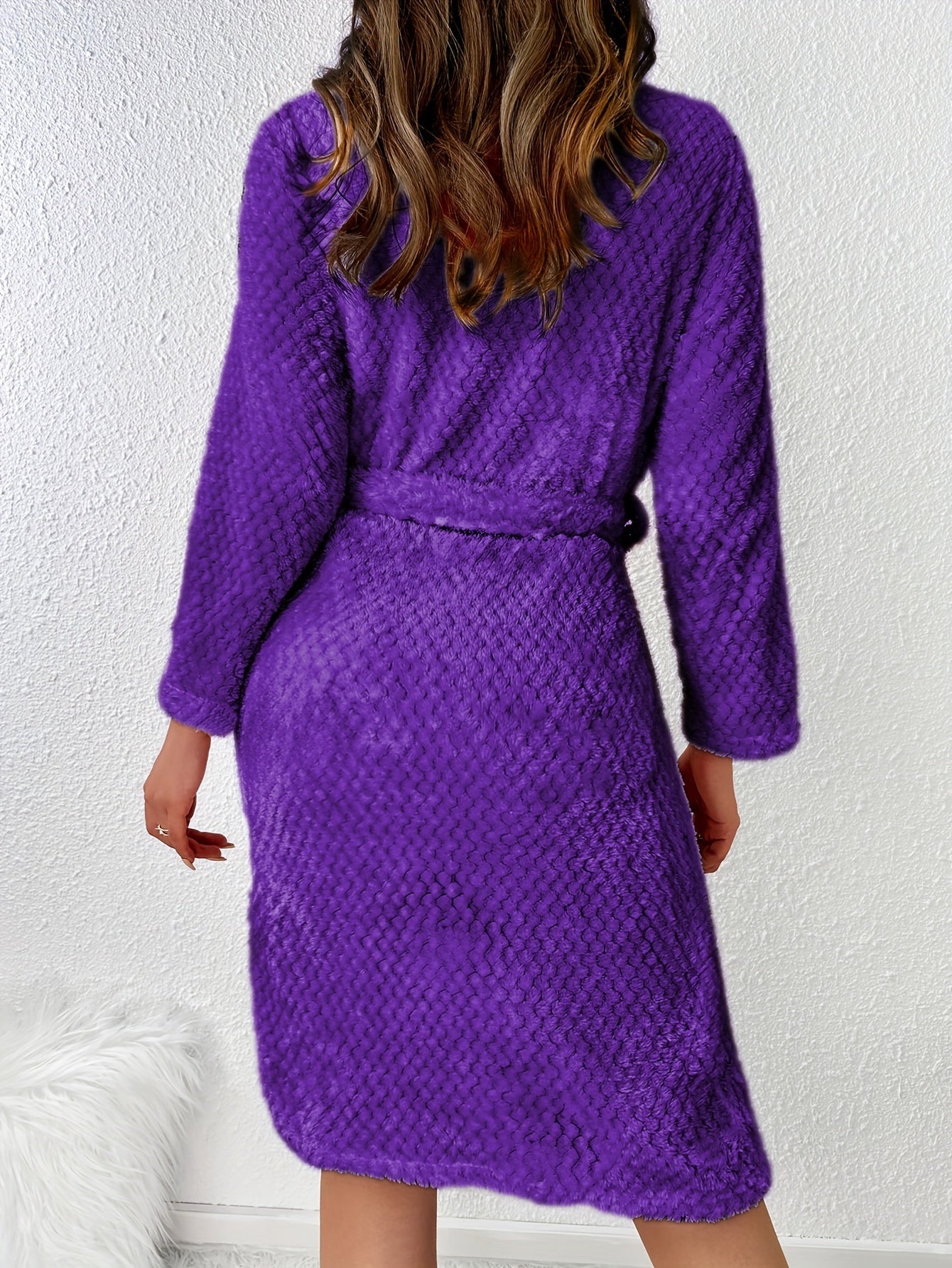 bata larga de franela para mujer talla grande con forro de felpa, ropa de dormir acogedora para otoño e invierno