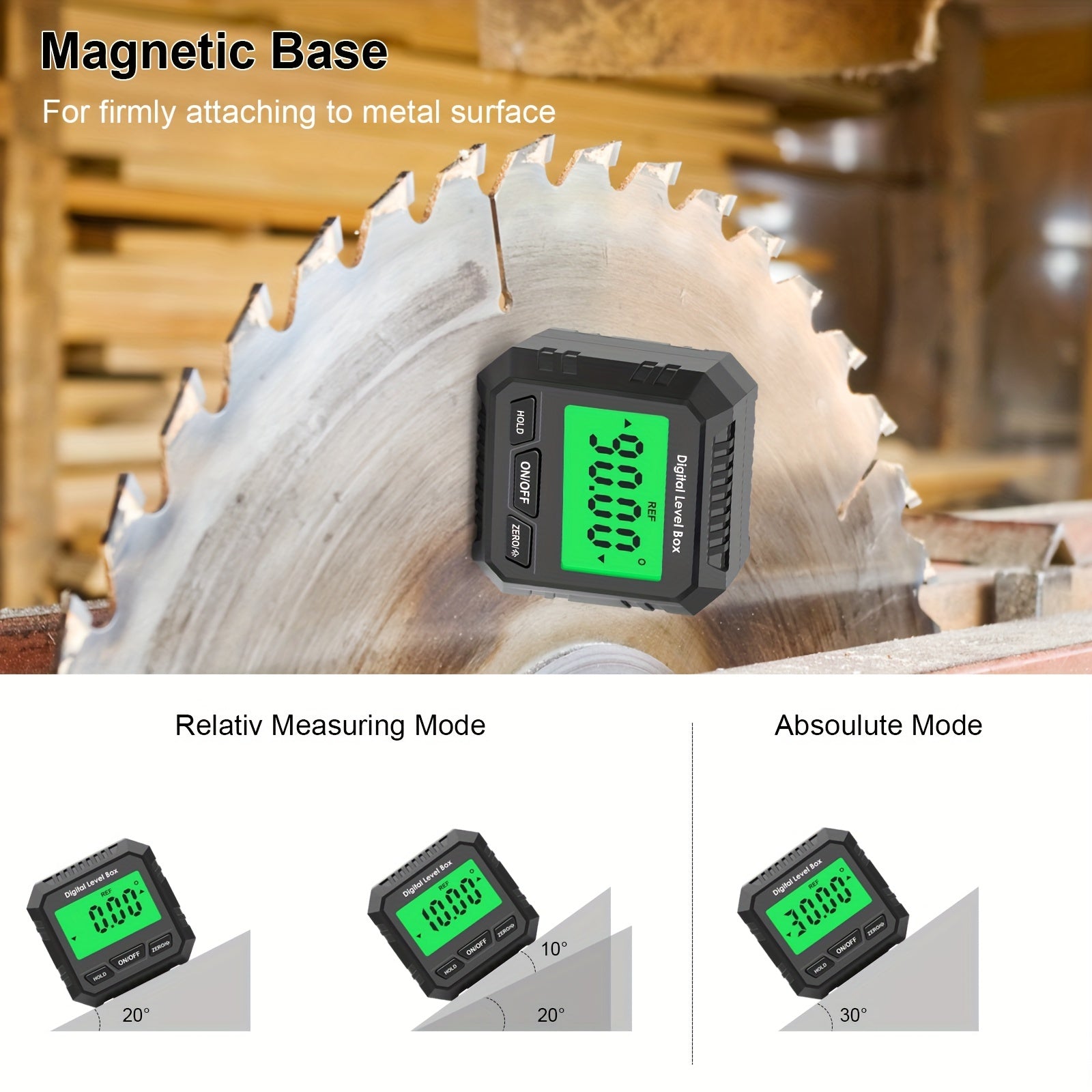 Digital Protractor with LCD Backlight Magnetic Base and Mini Inclinometer