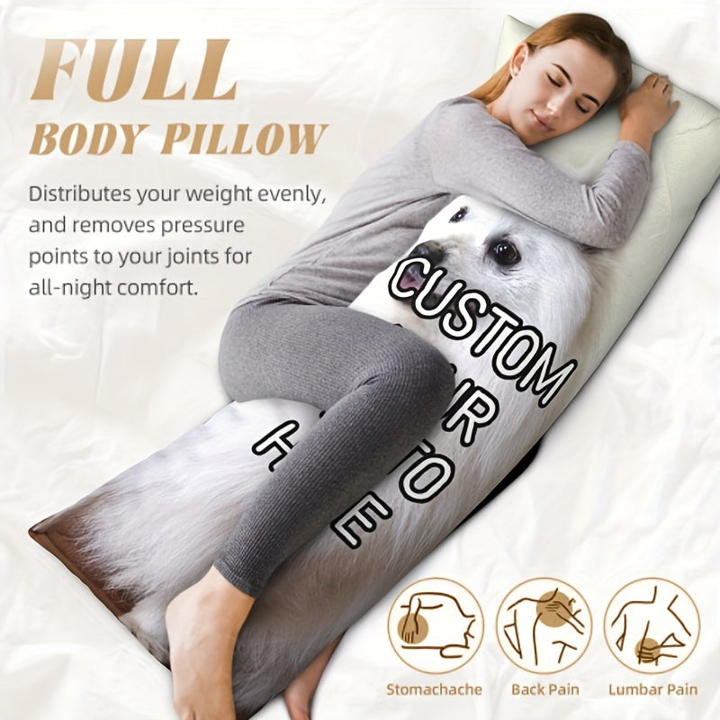 Pet Photo Body Pillowcase Short Plush Double-Sided Print for Cat Dog Lovers Personalized Gift