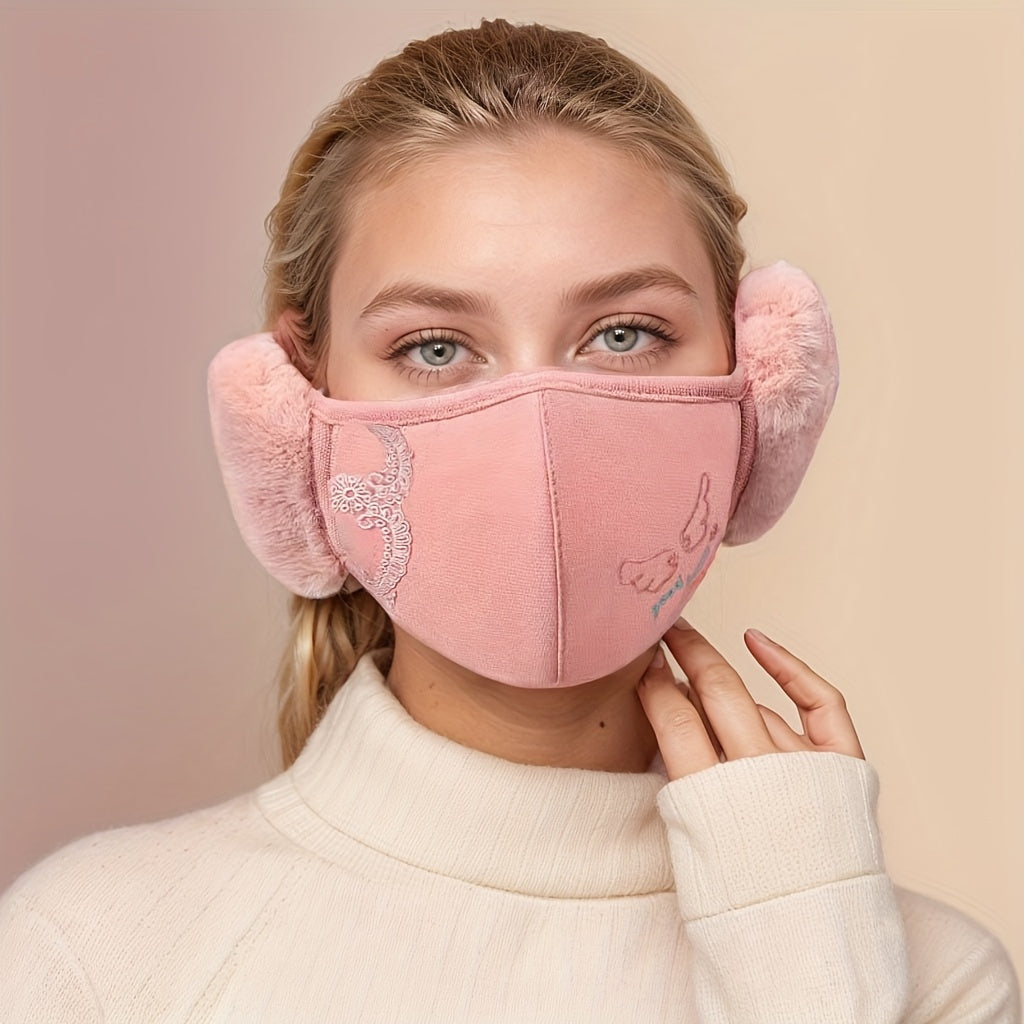Women's Winter Ear Muff Face Mask Windproof Breathable Stretch Polyester