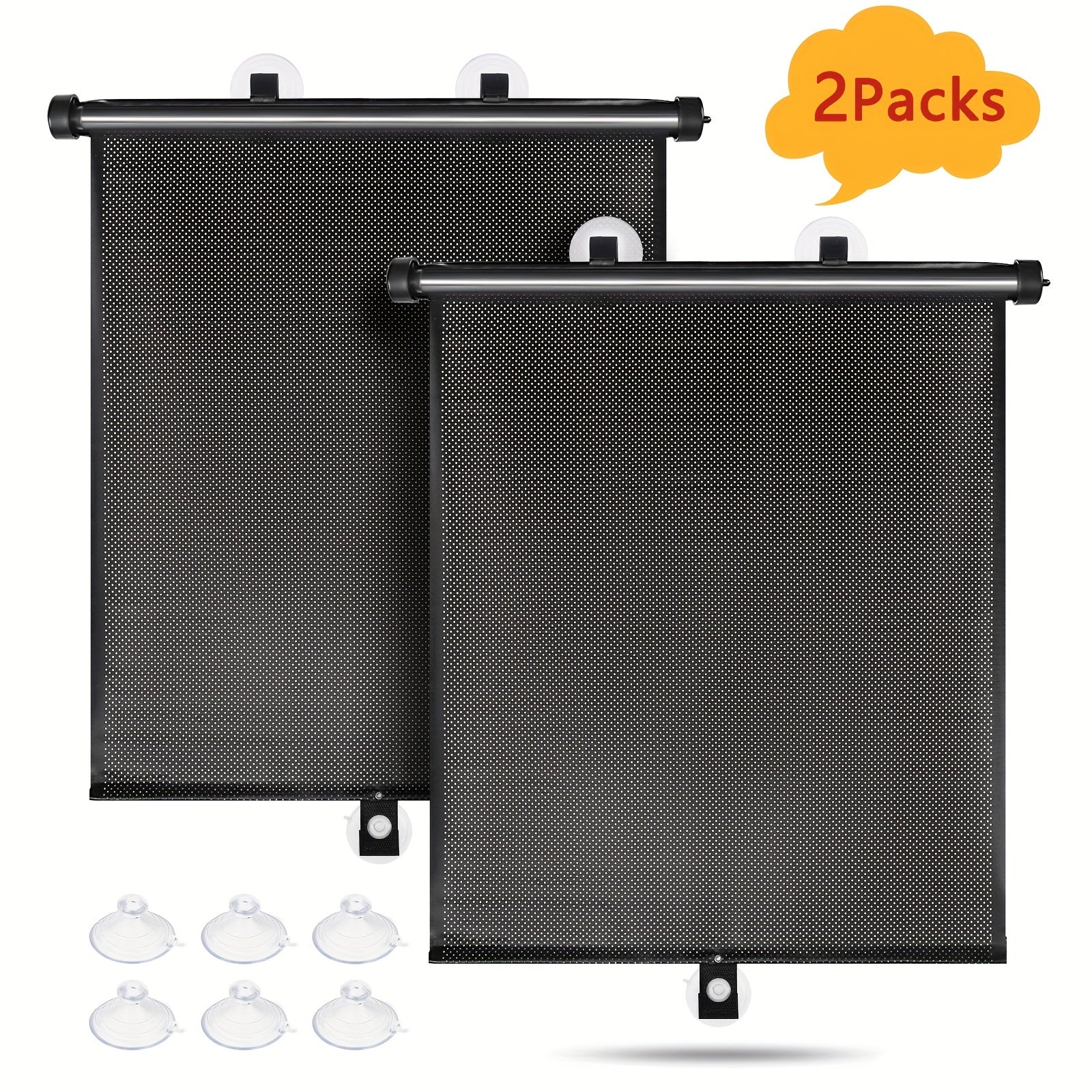 2 ta paket Polka Dot Avtomobil yon oynasi quyosh nuri soyasi UV issiqlikdan himoya qilish uchun tortib olinadigan PVC visorlar