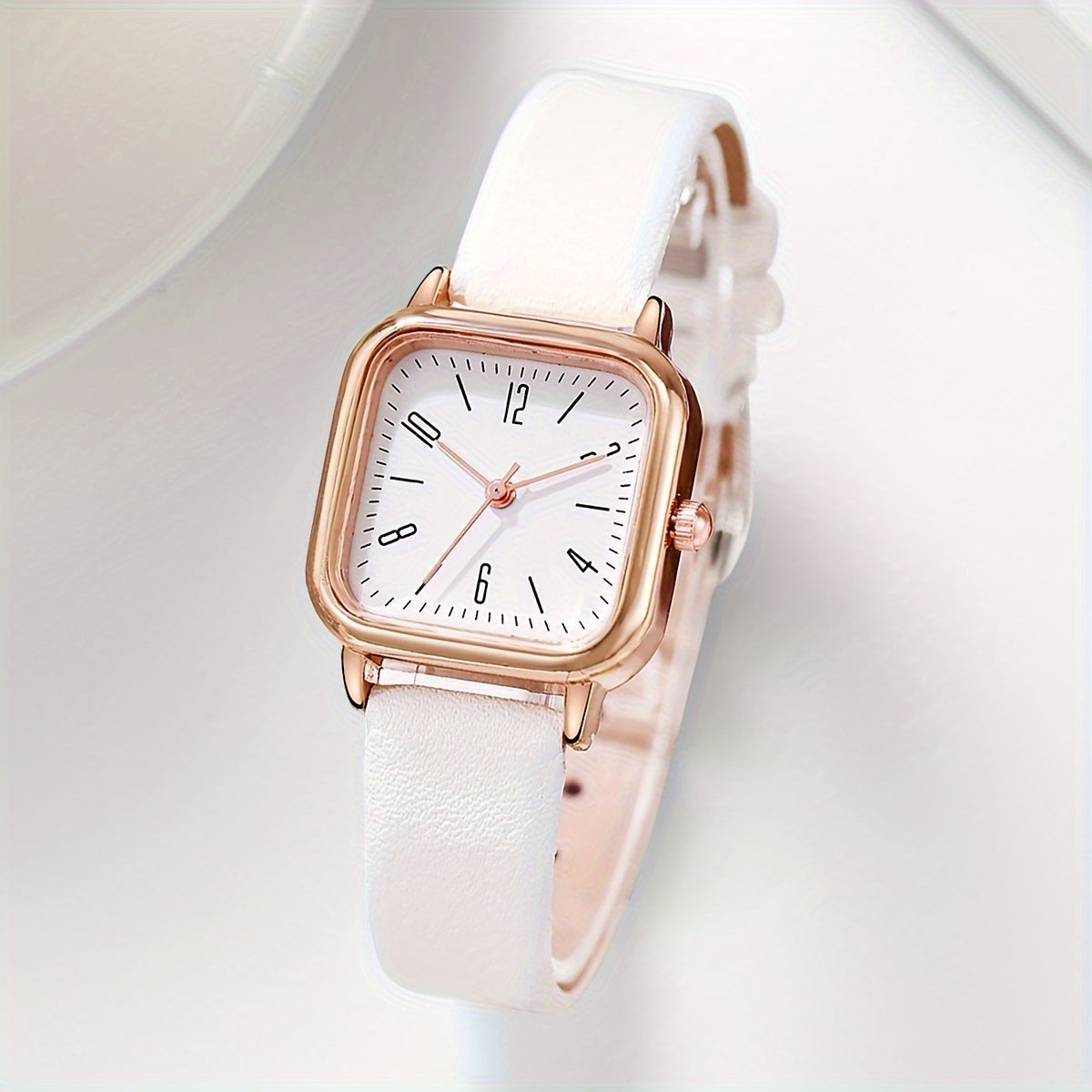 Women's Luxury Quartz Watch and Jewelry Set 5 Pieces Square Dial Pearl Accents Gift
