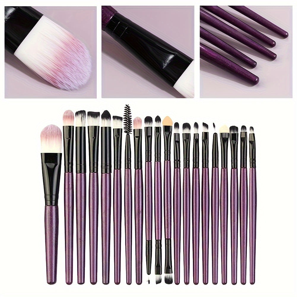 20-Piece Makeup Brush Set with Hypoallergenic Nylon Bristles and ABS Handles for All Skin Types