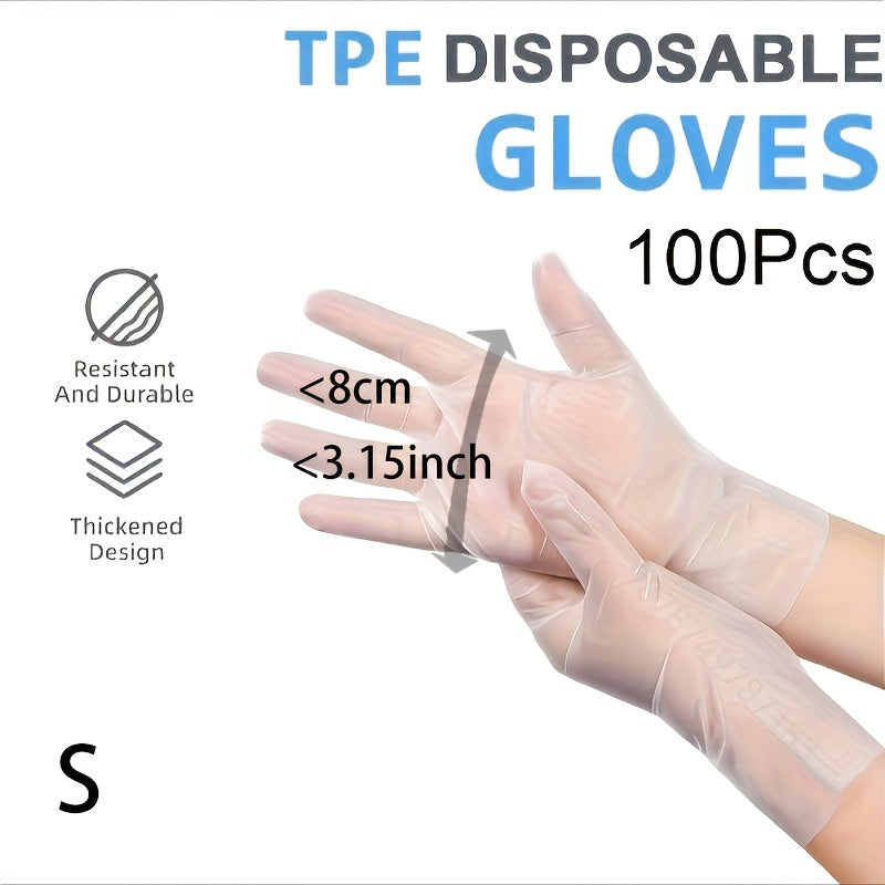 100 Pcs Waterproof TPE Disposable Gloves Food Safe Powder Free Clear Multipurpose