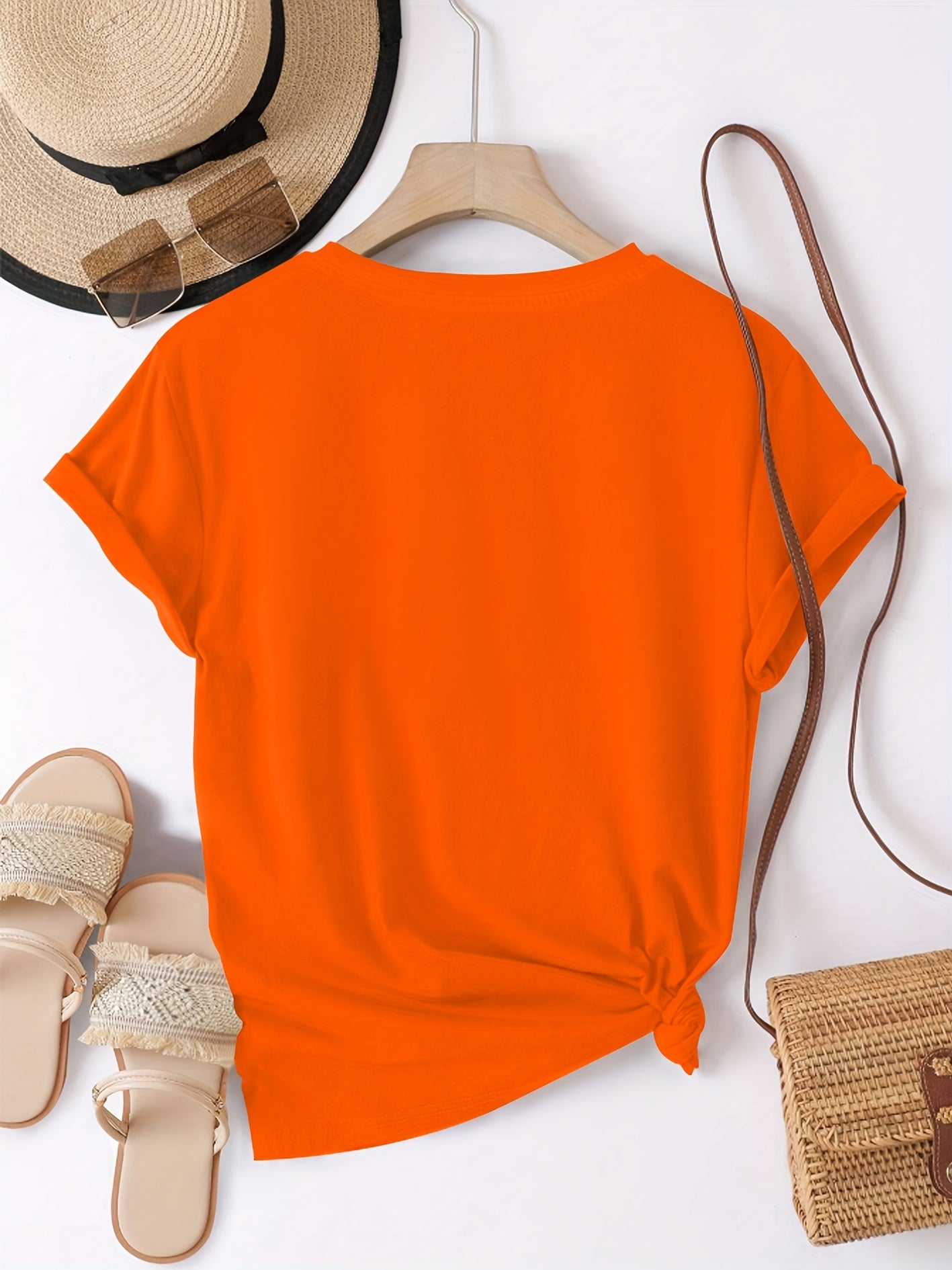 Plus Size Women's Tracksuit Set Short Sleeve Top High-Waisted Shorts Comfortable Spring Summer Fall