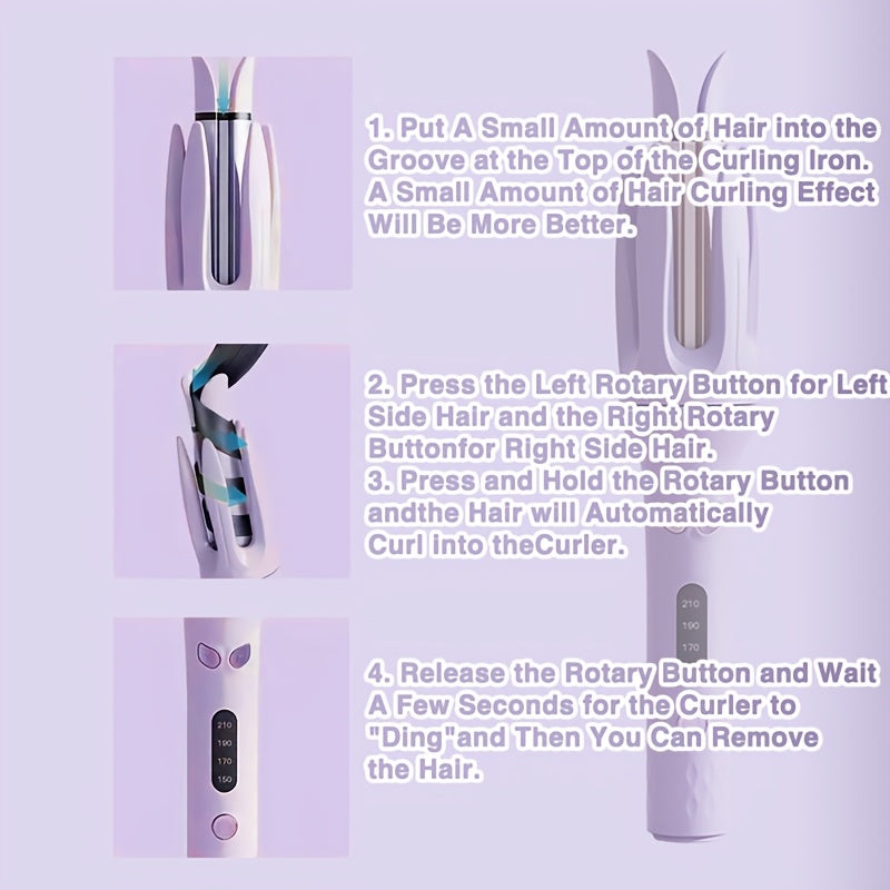 Rizador de cabello automático de 28mm con tecnología de iones negativos y 4 configuraciones de temperatura para cabello seco