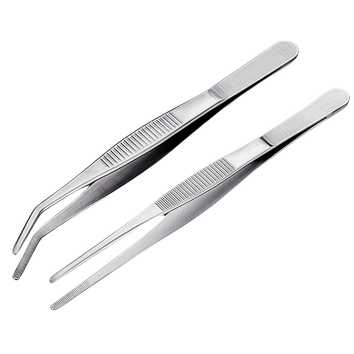2pc Stainless Steel Tweezers Set for Cooking Grilling Bonsai Jewelry Making Long Durable Anti-Slip