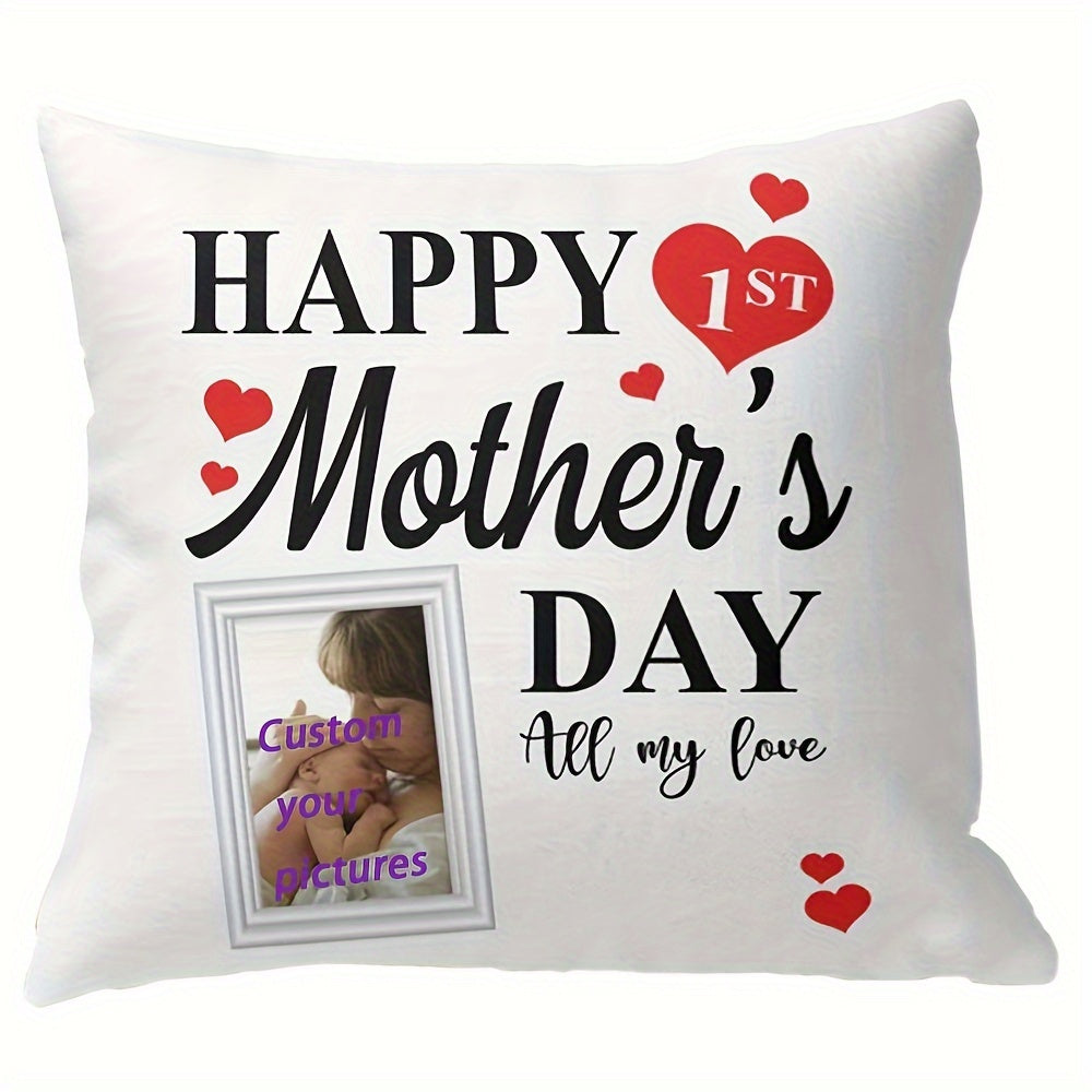 First Mother's Day Pillow Cover 12x12 Inches Happy 1st Mom Gift for New Mom