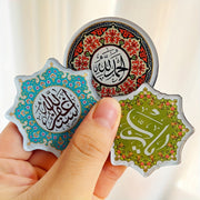 Zarif arabcha xattotlik va fors san'ati magnit muzlatgich stikerlari to'plami - Islomiy Yil, Eid va Ramazon bezatish uchun ideal - 3 dona
