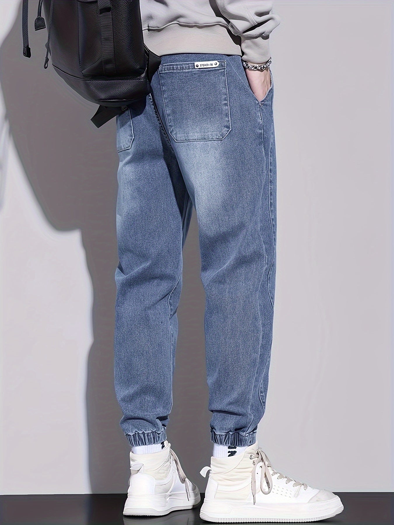 Men's Slim Fit Denim Jogger Pants with Stretch Cotton Blend Casual Style