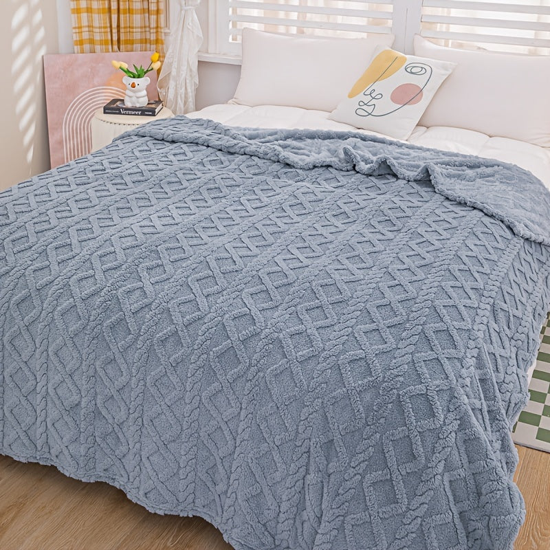 Jacquard Chenille Bed Blanket with Striped Pattern in Mixed Colors for Cozy Comfort