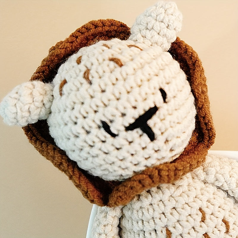 Уникальные вязаные игрушки-анималисты - Слон, Лев и Кролик - Очаровательные хлопковые игровые куклы в цветах хаки, сером и белом - Идеальный памятный подарок