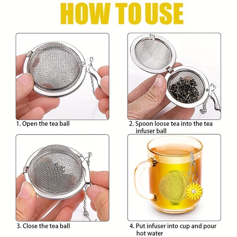 Set of 2 Stainless Steel Tea Strainers with Honeybee and Beehive Designs for Loose Leaf Tea