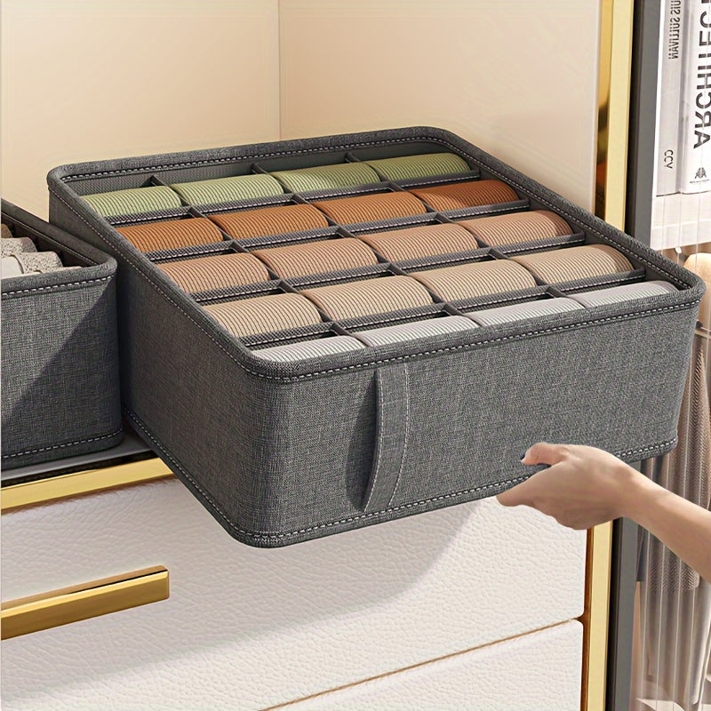 Gray Cationic Sock Storage Box with 6 7 or 20 Compartments Foldable Organizers for Underwear Bras and Socks