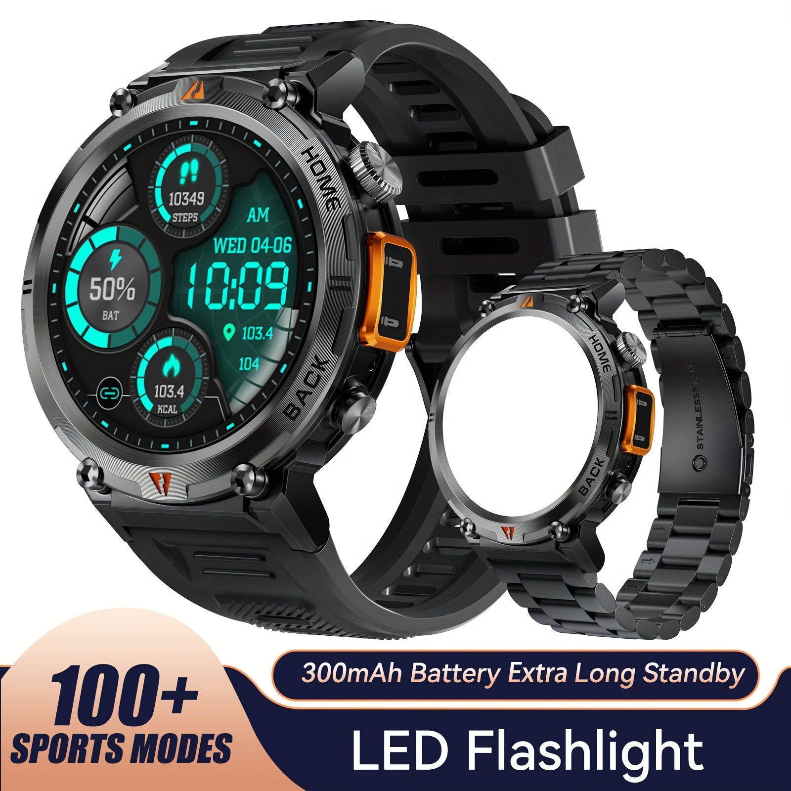Men's Smartwatch with TFT Display Water Resistant Sports Modes Compatible with iPhone and Android