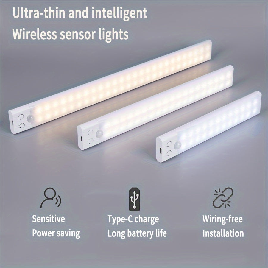 Rechargeable LED Motion Sensor Wall Light with Adjustable Brightness and Infrared Sensing for Closets and Stairways