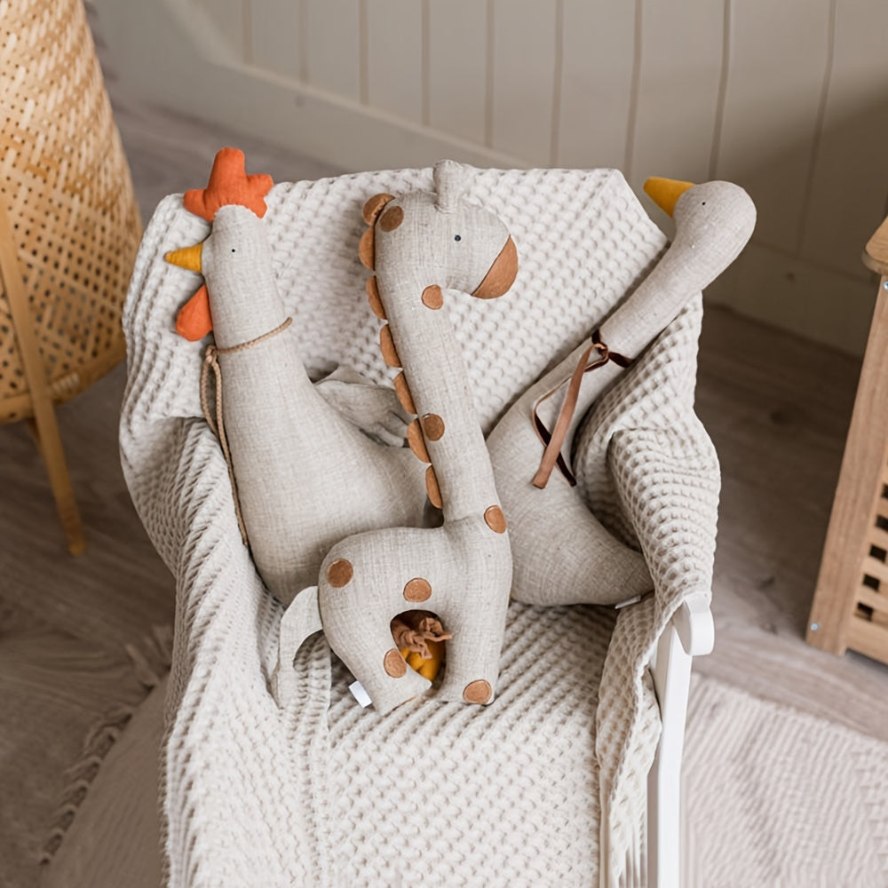 Plush Toy Gift Set Featuring Cartoon Animal Dolls Baby Giraffe Chicken Goose for Kids