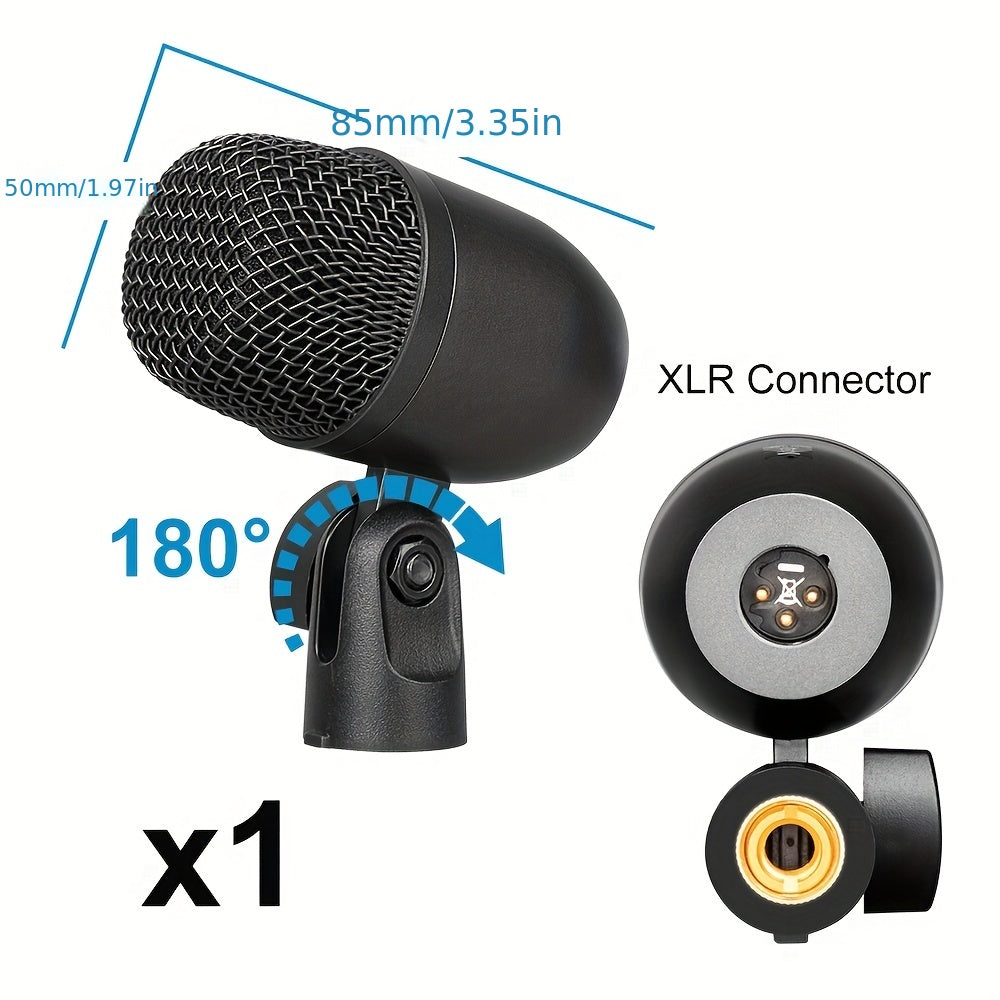 7pcs Wired Dynamic Microphone Kit for Drums All-Metal Construction for Stage Use