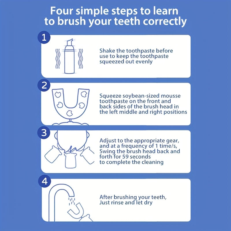 Youngsters U-Shaped Electric Toothbrush Compact Rechargeable Cartoon Design