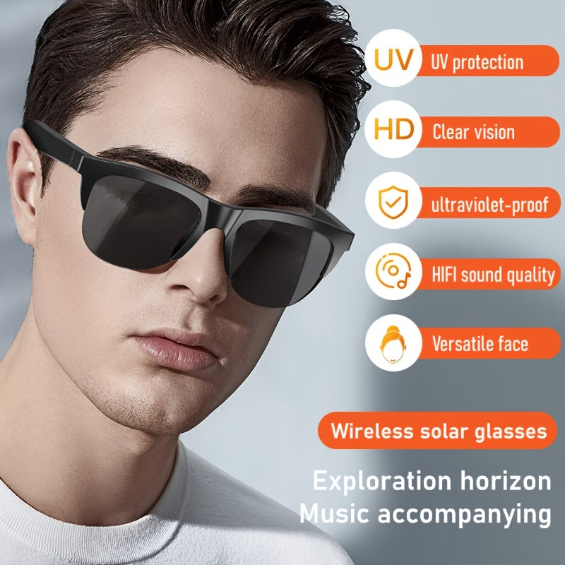 Gafas inteligentes inalámbricas con llamadas, música, deportes al aire libre, recargables, negro