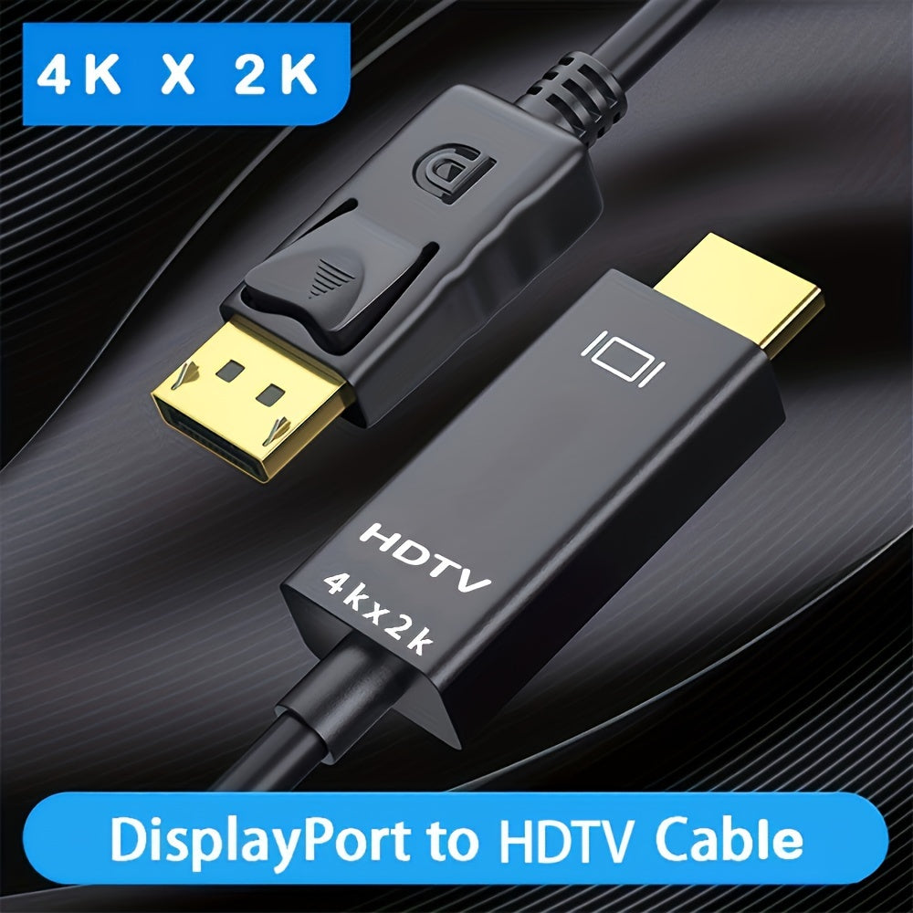 182.88cm 4K Gold-Plated DisplayPort to HDTV Cable for Desktop Laptop Projector Gaming