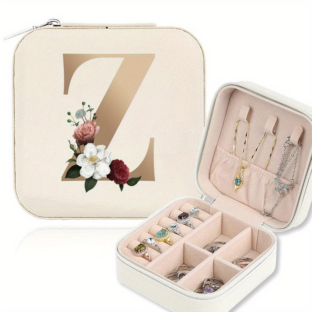 Mini Portable Zipper Jewelry Storage Box for Rings Necklaces and Studs
