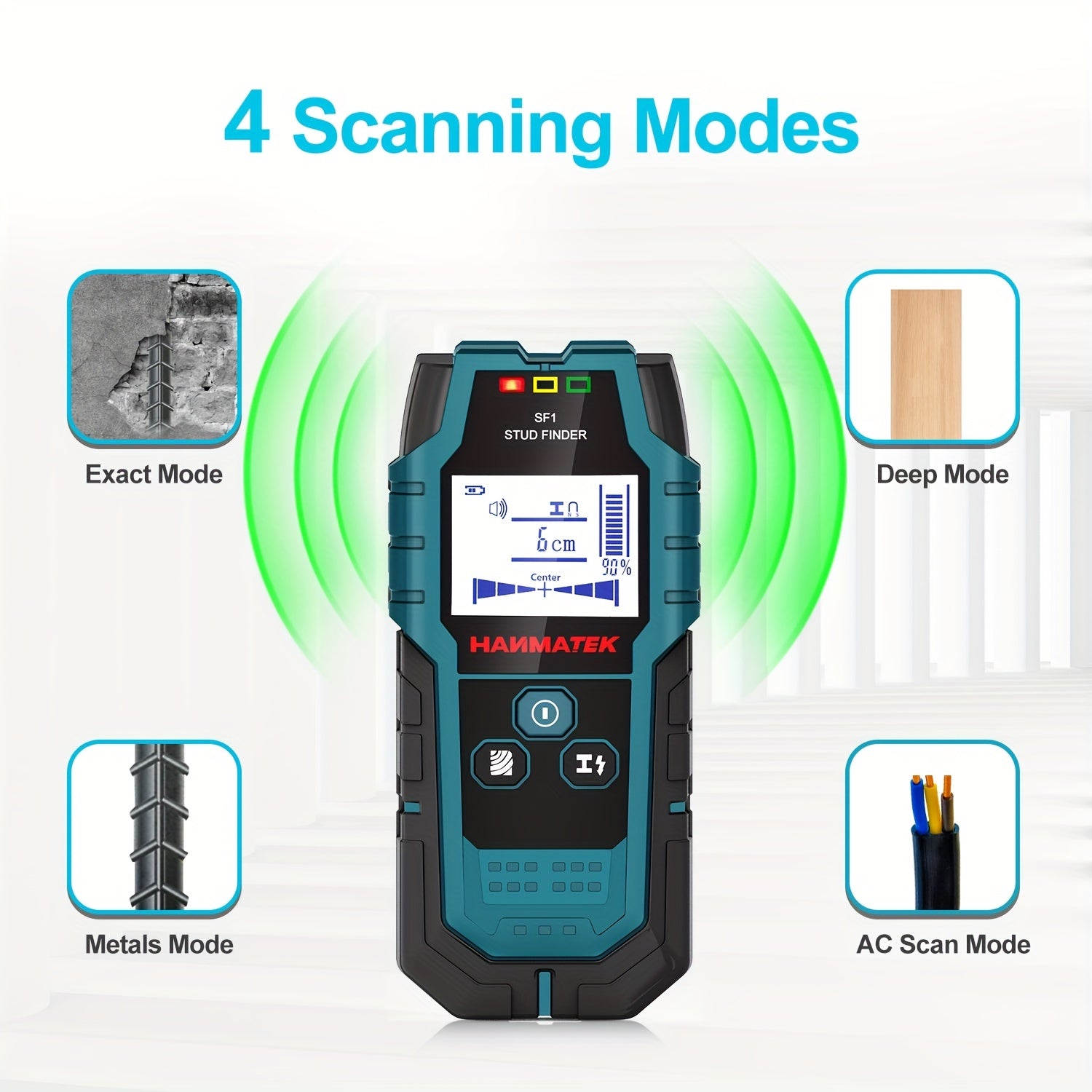Wall Scanner Detects Studs Joists and Wires with LCD Display