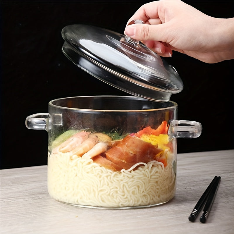Glass Cooking Pot 1.5L/2L Borosilicate with Lid for Gas and Induction Stoves