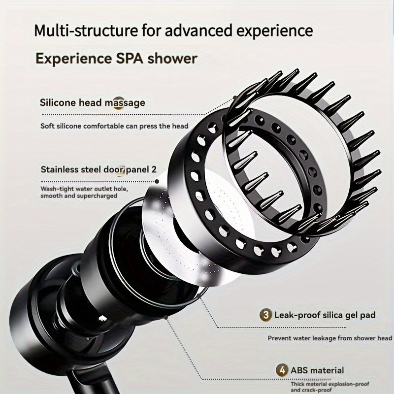 Cabezal de ducha de alta presión ajustable con panel de acero inoxidable de un toque para detener el agua