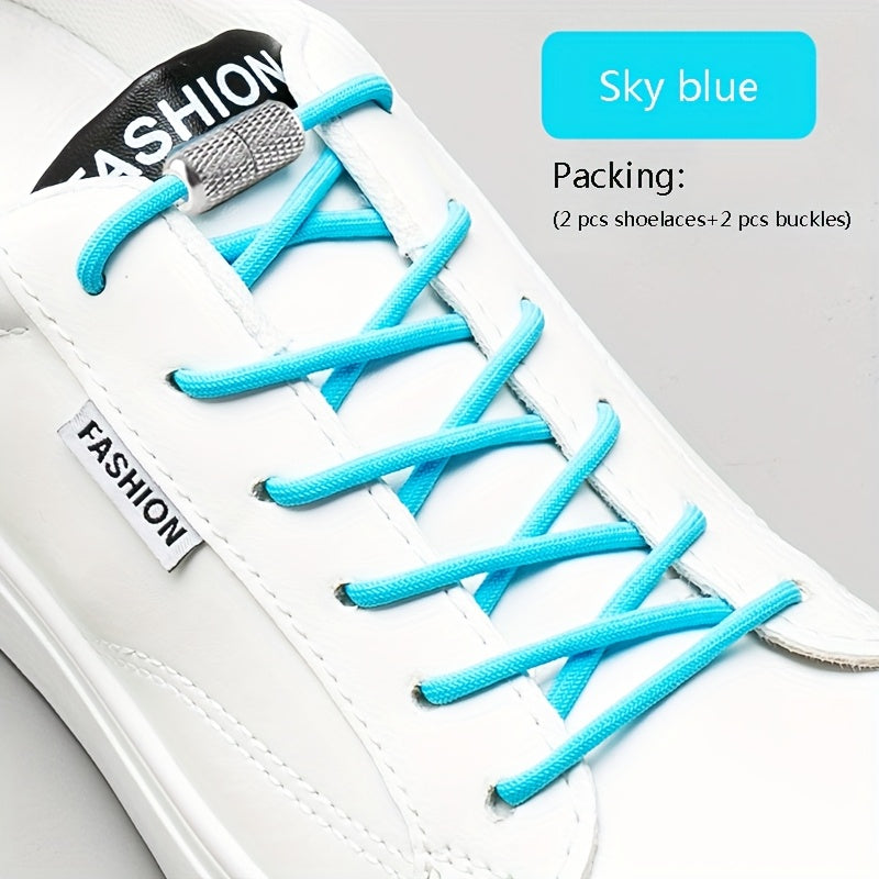 Unisex Elastic No-Tie Shoelaces Round Tapered Durable Acetate Cord