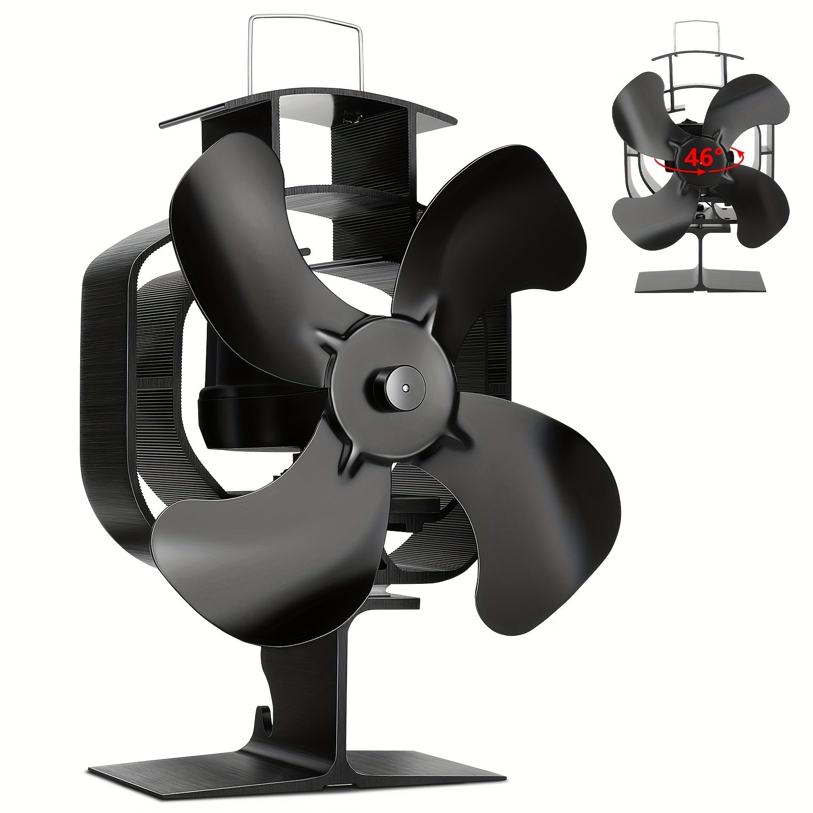 Wood Burning Stove Fan 4-Blade Heat Powered Silent Motor for Gas Pellet Log Stoves