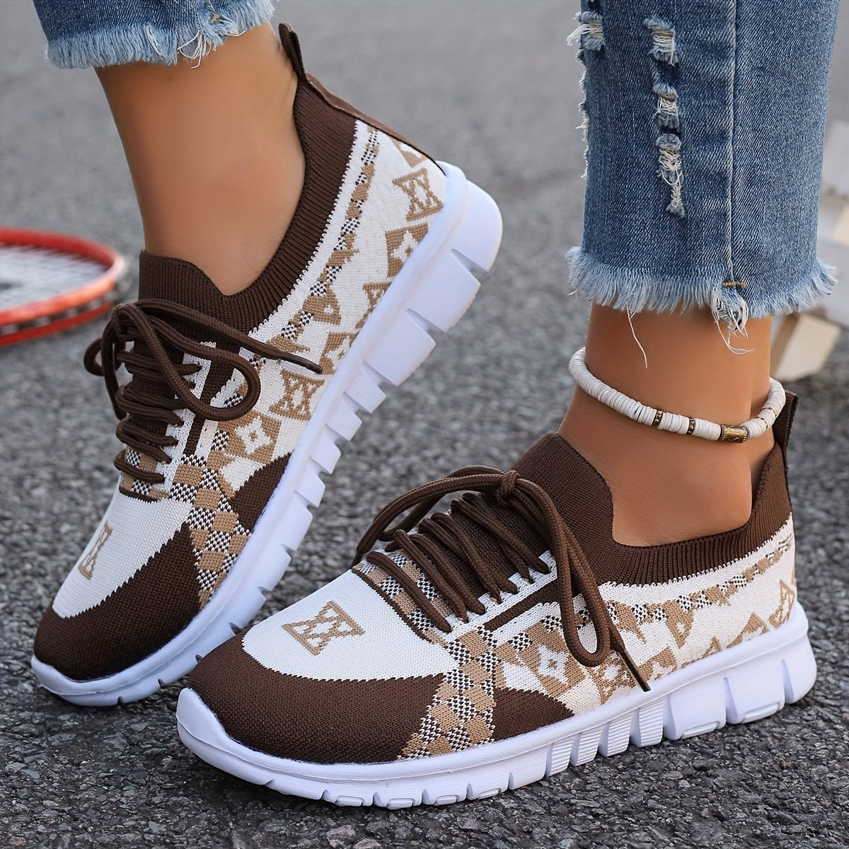 Women's Plus Size Mesh Casual Sneakers Breathable Lace-Up Athletic Shoes
