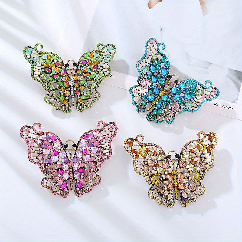 Crystal Butterfly Brooch Pin Rhinestone Lapel Badge for Women Men Jewelry Accessories