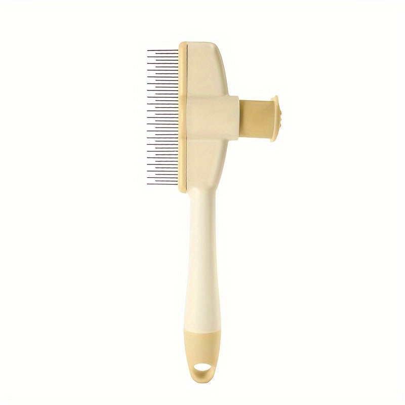 Self-Cleaning Stainless Steel Cat Grooming Comb for Detangling and Fur Removal