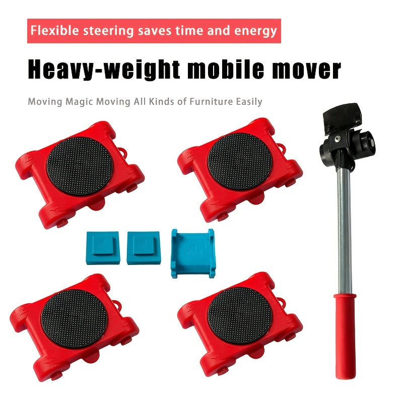 Heavy-Duty Furniture Moving Tool Set 8 Pieces Steel with Rubber Wheels 158.76KG Capacity