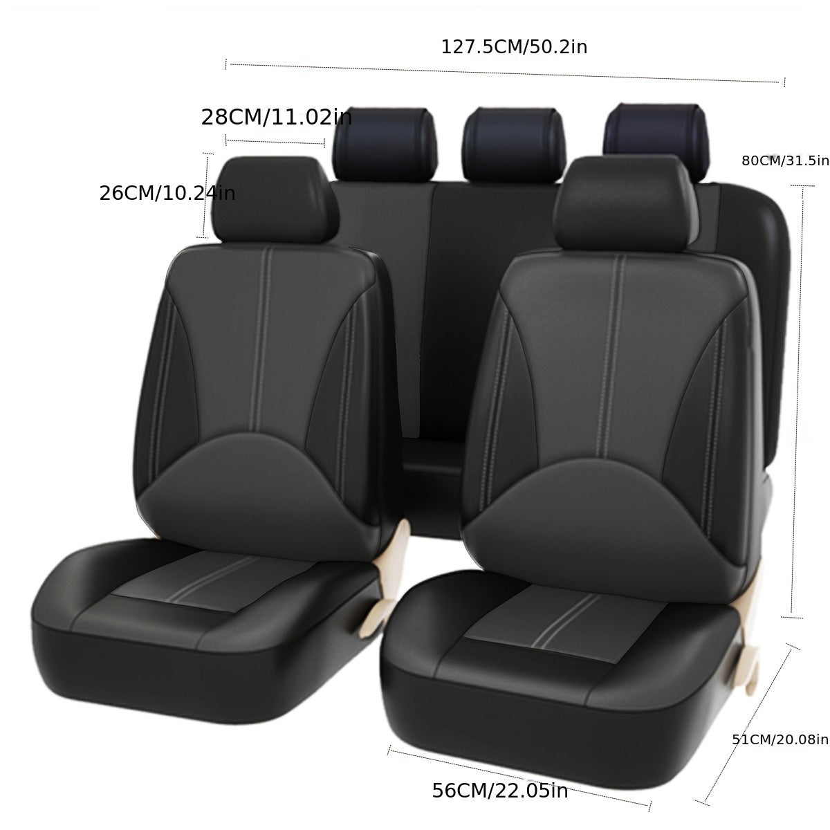 Juego de fundas para asientos de coche de cuero PU de lujo, impermeables, resistentes a las manchas, con protección completa y cojines