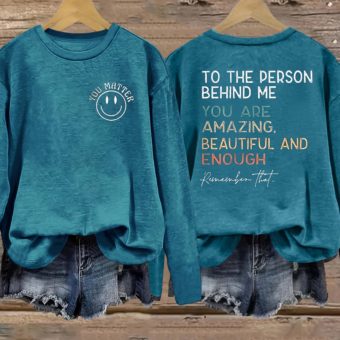 Women's Long Sleeve T-Shirt Polyester Crew Neck Spring Fall Black with Quote