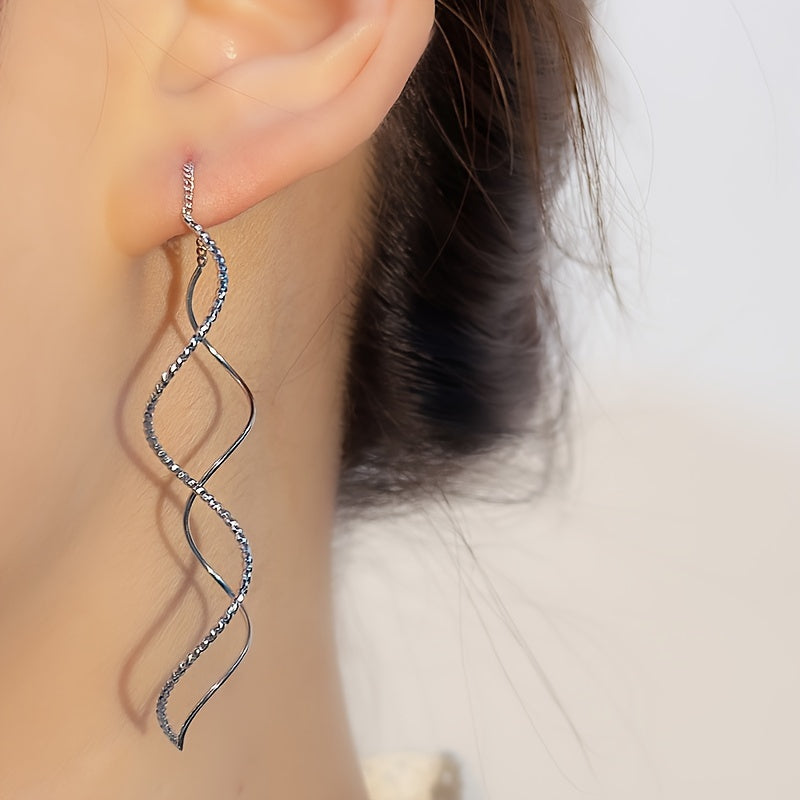 Copper Wave Tassel Earrings for Parties and Banquets Elegant Drop Jewelry