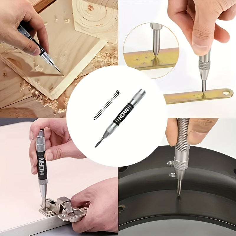 Automatic Center Punch for Metal and Wood, Adjustable Spring Loaded Tool