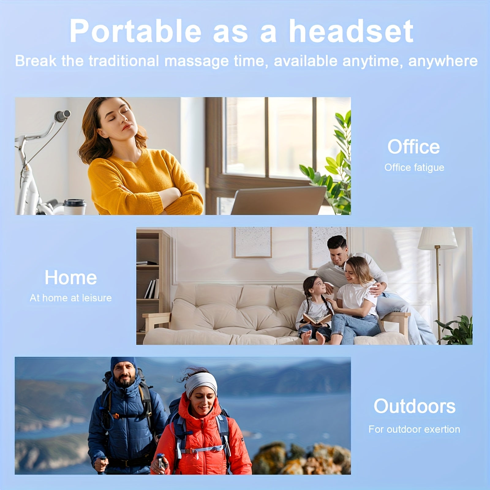 Ushbu ixcham, engil qurilma charchoqni bartaraf etish uchun tinchlantiruvchi massajni taqdim etadi. U qayta ishlatiladigan padlar va saqlash qutisini o'z ichiga oladi, bu esa uni turli qurilmalar uchun mos qiladi. Bu ideal sovg'a hisoblanadi