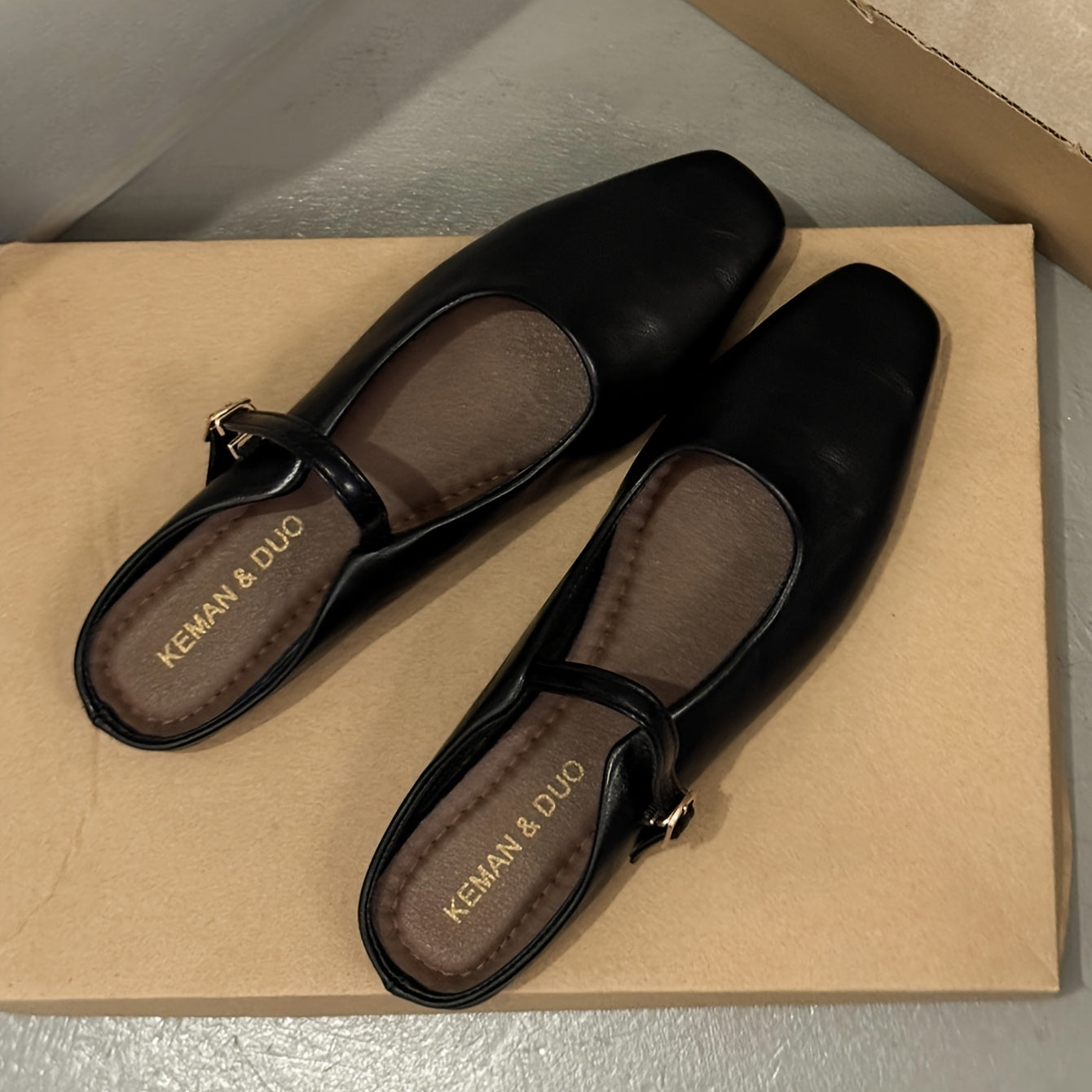 Mules de verano para mujer marrón sintético con tacón grueso y slip-on